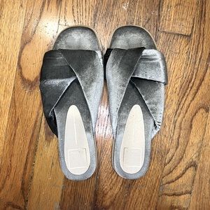 Dolce vita gray velvet knitted slip on sandals